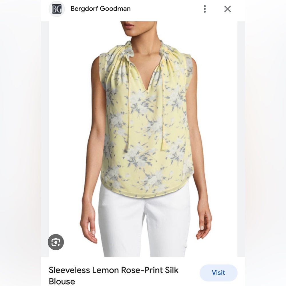 Rebecca Taylor Sleeveless Lemon Rose Print Blouse